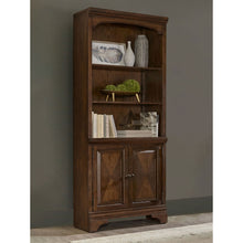 Load image into Gallery viewer, Stigham - Bookcase With 2 Door Cabinet, Adjustable Shelves, Cable Management - Oak