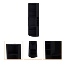 Load image into Gallery viewer, 71" Wood Accent Corner Bar Cabinet - Black