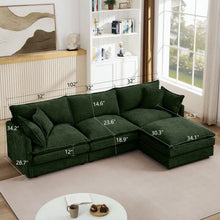Load image into Gallery viewer, Modular L-Shaped Sectional Sofa With Movable Ottoman