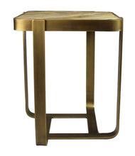Load image into Gallery viewer, Solid Wood And Iron Square End Table - Brass And Brown