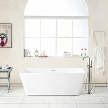 Load image into Gallery viewer, Glossy Freestanding Soaking Tub With Drain, Spacious Stand Alone Bathtub For Bathrooms - Glossy White