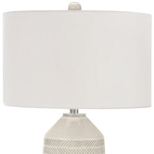 Load image into Gallery viewer, Ceramic Geometric Table Lamp With Cream Drum Shade - Ivory