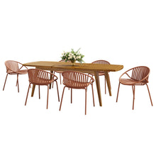 Load image into Gallery viewer, Modern Outdoor 7 Piece Expandable Dining Set With Stackable Chairs