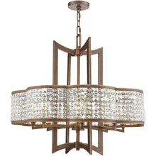 Load image into Gallery viewer, 27" Eight Light Metal Dimmable Chandelier With Shades - Bronze / Clear