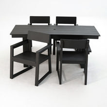 Load image into Gallery viewer, 5 Piece Outdoor Dining Set For 4, Patio Table With Umbrella Hole And 4 Armrest Chairs For Backyard - Black