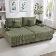 Load image into Gallery viewer, Modern Chaise Sofa With Adjustable Backrest, Cup Holders, Phone Holder & Storage Compartments For Living Room