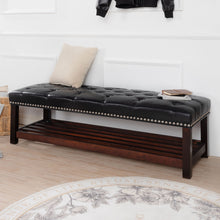 Load image into Gallery viewer, Bedroom End Of Bed Bench Tufted Upholstered End Of Bed Bench End Of Bed Entrance Shoe Bench With Nailhead Trim And Shelf Bedroom Upholstered Bench Living Room Shoe Rack Footstool