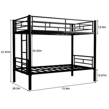 Load image into Gallery viewer, Metal Bunk Bed For Kids, Convertible Bedframe With Ladders & Guardrail