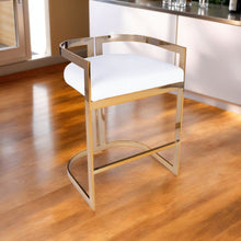 Load image into Gallery viewer, Iron Low Back Counter Height Bar Chair - White / Gold