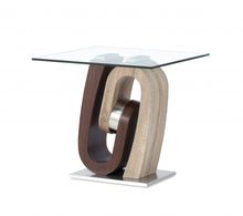 Load image into Gallery viewer, Glass Square End Table - Walnut, Oak And Clear