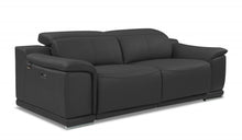 Load image into Gallery viewer, Italian Leather USB Sofa With Silver Legs - Dark Gray