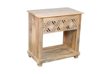 Load image into Gallery viewer, 28" Solid Wood Carved Geometric One Drawer Nightstand - Natural