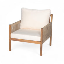 Load image into Gallery viewer, Modern Outdoor Woven Lounge Chair With Solid Wood Frame - Teak