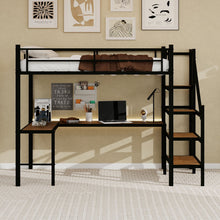 Load image into Gallery viewer, Loft Bed With L-Shaped Desk, Large Storage Space