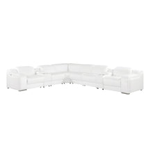 Load image into Gallery viewer, Italian Leather 3 Power Reclining L Shaped Eight Piece Corner Sectional With Console - White