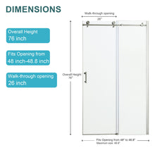 Load image into Gallery viewer, Single Sliding Bypass Shower Door Enclosure With Tempered Glass