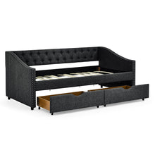 Load image into Gallery viewer, Upholstered Tufted Daybed With 2 Drawers, Waved Arms