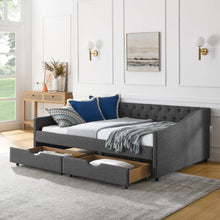 Load image into Gallery viewer, Upholstered Tufted Daybed With 2 Drawers, Waved Arms