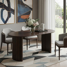 Load image into Gallery viewer, 67" Solid Wood Double Pedestal Base Oval Dining Table - Walnut