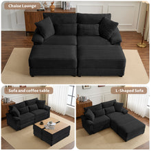 Load image into Gallery viewer, Double Chaise Lounge Set With Reversible Storage Ottomans, USB Port