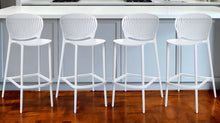 Load image into Gallery viewer, 30" Contemporary Heavy Duty Plastic Low Back Bar Height Bar Chairs (Set of 4) - White