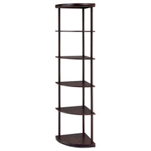 Load image into Gallery viewer, Corner Bookcase With 5 Shelves, Compact Design For Living Room - Cappuccino
