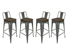 Load image into Gallery viewer, Solid Wood And Metal Low Back Bar Height Bar Chairs (Set of 4) - Brown And Gray