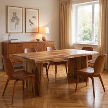 Load image into Gallery viewer, 86" Brown Wood Double Pedestal Live Edge Dining Table