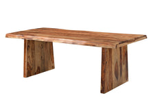 Load image into Gallery viewer, 86" Brown Wood Double Pedestal Live Edge Dining Table