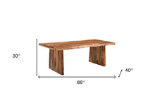 Load image into Gallery viewer, 86" Brown Wood Double Pedestal Live Edge Dining Table