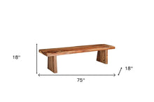 Load image into Gallery viewer, 75" Brown Solid Wood Live Edge Dining Bench