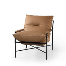 Load image into Gallery viewer, Top Grain Leather And Black Solid Color Arm Chair - Camel