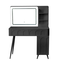 Load image into Gallery viewer, Wood Mirrored Four Drawer Vanity Table Lights - Black