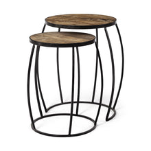 Load image into Gallery viewer, 26" Solid Wood Round End Table (Set of 2) - Black And Brown