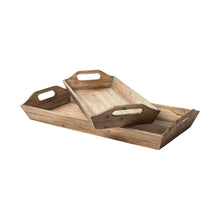 Load image into Gallery viewer, Wood With Grains And Knots Highlight Trays (Set of 2) - Natural / Brown