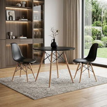 Load image into Gallery viewer, 32" Black and Natural Wood Round Top Dining Table