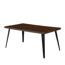 Load image into Gallery viewer, 63" Dark Brown and Black Wood and Steel Dining Table
