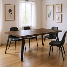 Load image into Gallery viewer, 63" Dark Brown and Black Wood and Steel Dining Table