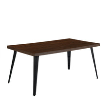 Load image into Gallery viewer, 63" Dark Brown and Black Wood and Steel Dining Table