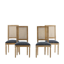 Load image into Gallery viewer, French Country Dining Chair With Rectangular Cane Backrest And Smooth Upholstered Seating