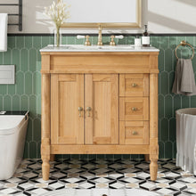 Load image into Gallery viewer, Modern Bathroom Vanity With Ceramic Sink, Soft Close Doors, Adjustable Shelves