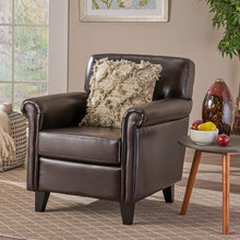 Load image into Gallery viewer, Upholstered Club Chair With Button Tufted Back Rest - Brown