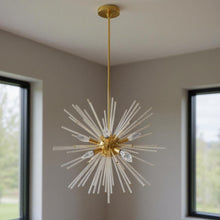 Load image into Gallery viewer, 30" Eight Light Dimmable Chandelier With Shades - Brass