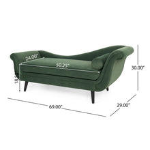 Load image into Gallery viewer, Auroral - Velvet Upholstered Chaise Lounge With Scrolled Arms And Tapered Legs