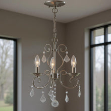 Load image into Gallery viewer, 17'' Three-Light Dimmable Chandelier With Shades - Nickel / Pearl Silver