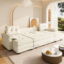 Load image into Gallery viewer, U-Shaped Sleeper Sofa With Pull Out Bed, Removable Armrests & USB Ports For Living Room