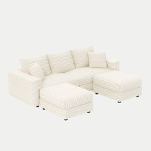 Load image into Gallery viewer, Deep Seat Convertible Sofa With Soft Pillows And Ottomans