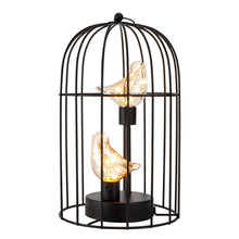 Load image into Gallery viewer, 12" Battery Operated Round Lamp With Bird Cage Shade - Black