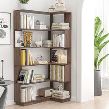 Load image into Gallery viewer, Freestanding Corner Bookshelf For Living Room - Dark Brown