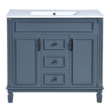 Load image into Gallery viewer, 36" Bathroom Vanity With Top Sink, Basin On Cabinet With 2 Soft Closing Doors And 2 Drawers - Blue